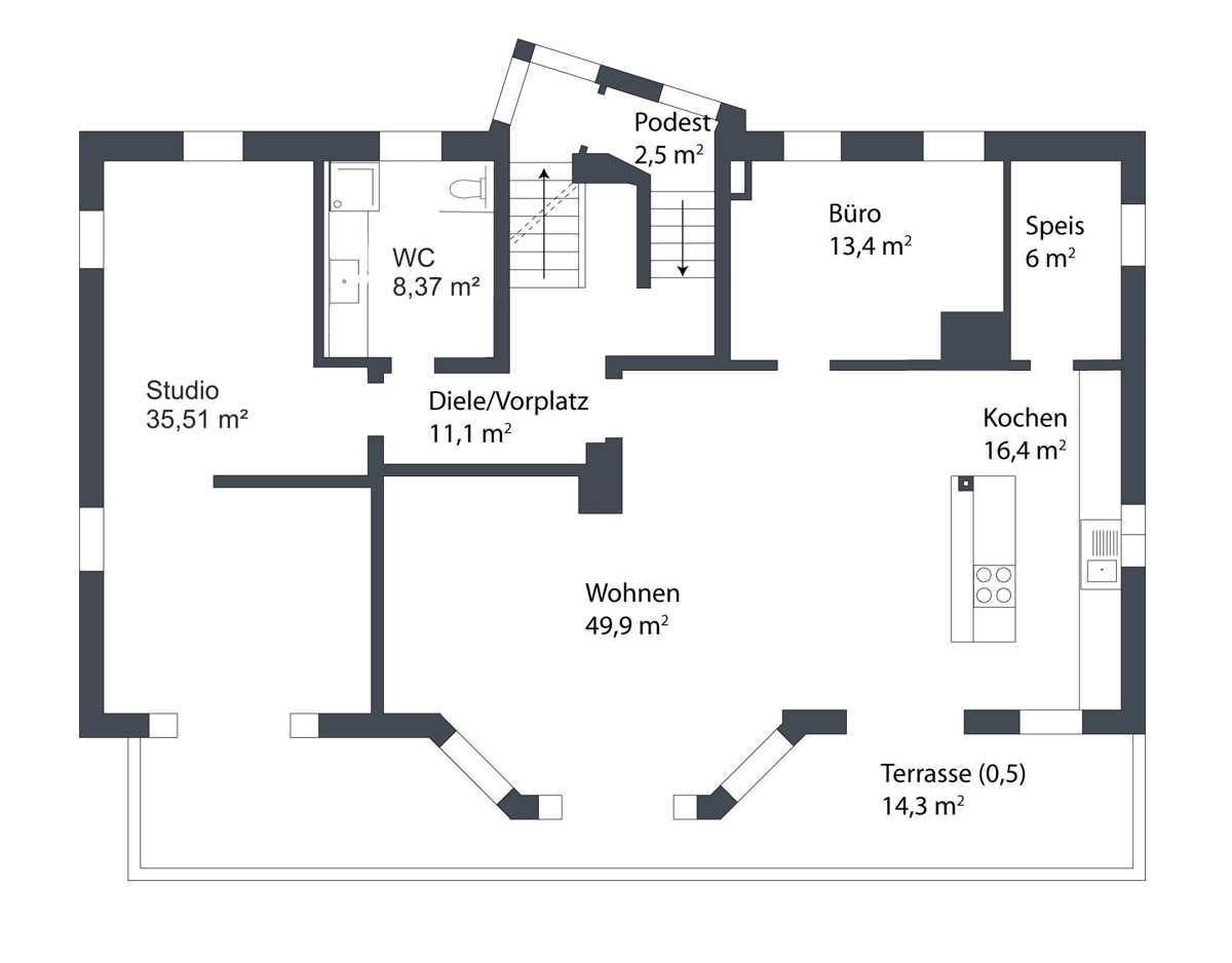 Ebene 1 (2. Obergeschoss)